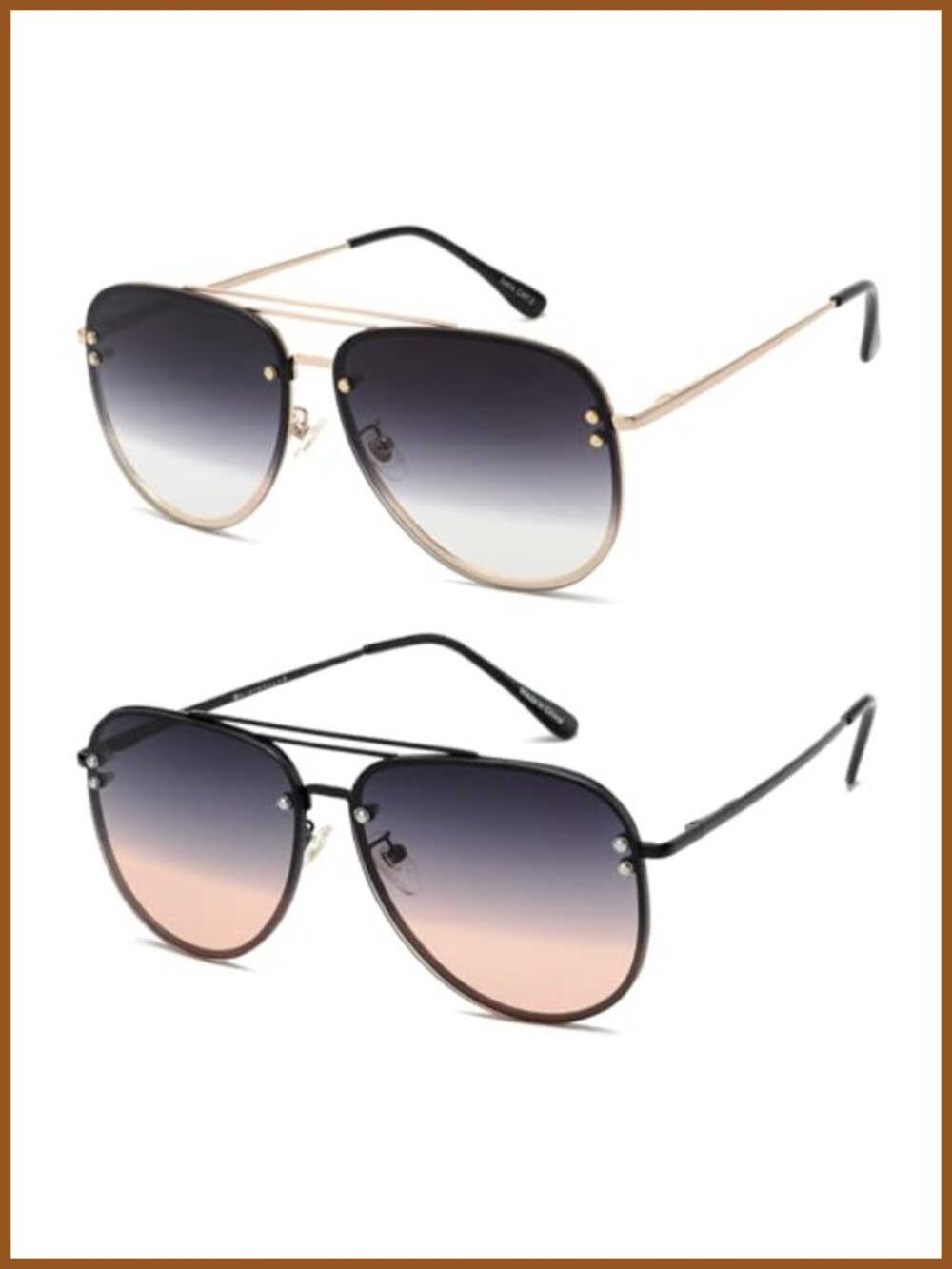 Oversized Aviator Sunglasses for Women Metal Frame UV400 Gradient Lens
